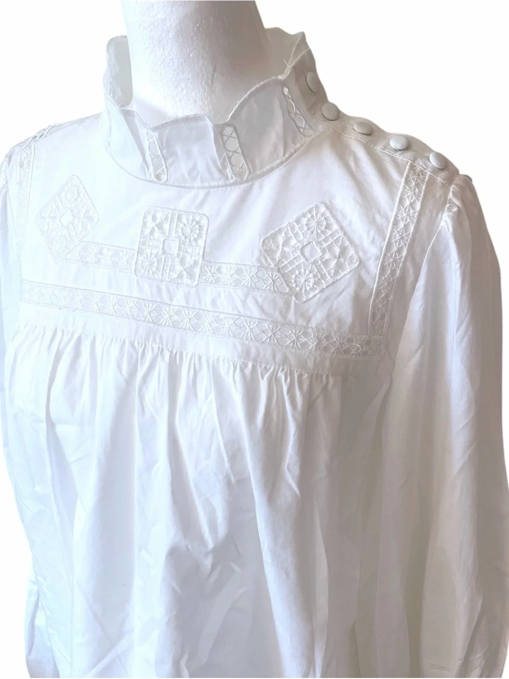 Free People Another Eternity Top Boho Crochet Lace White Bell Sleeve Small NWOT